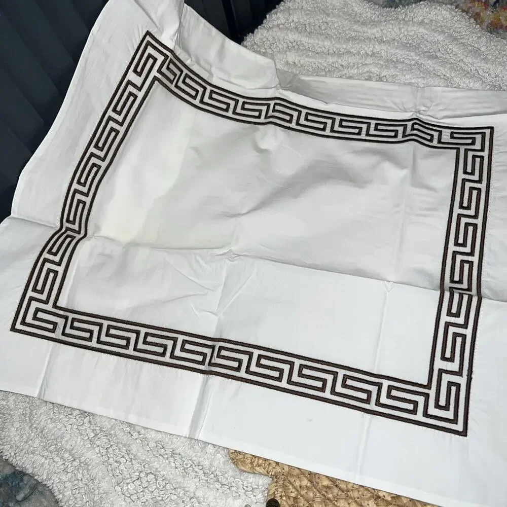 Williams Sonoma Chambers Heritage Bedding Classic Greek-Key Boudoir Sham 12x16”